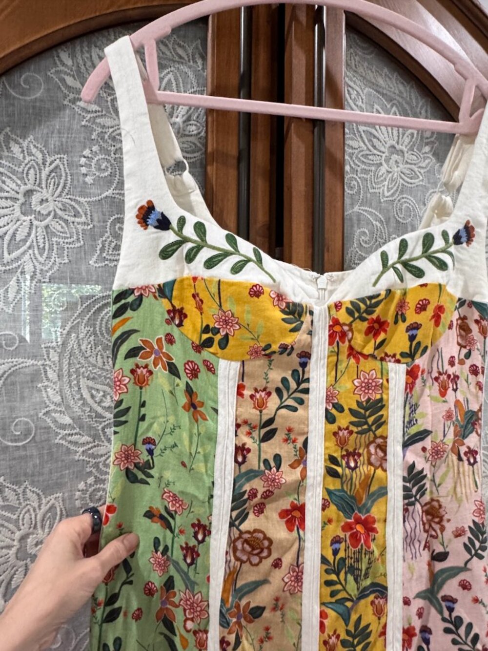 Christian Lacroix floral paneled patchwork linen corset midi dress - Picture 6 of 6